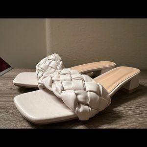 Cream braided sandals
